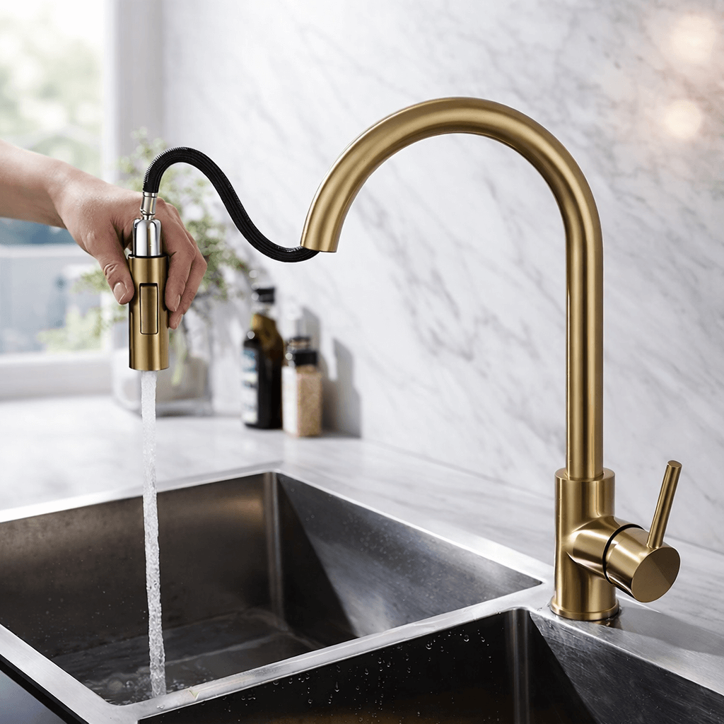 Pull-Down Kitchen Faucet Chrome Single Handle