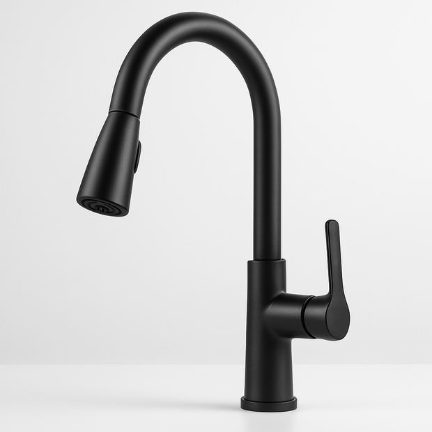 Matte Black Pull-Down Kitchen Faucet with Magnetic Docking & Dual Spray
